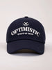 Embroidered "Optimistic" Graphic Cap | Navy Blue