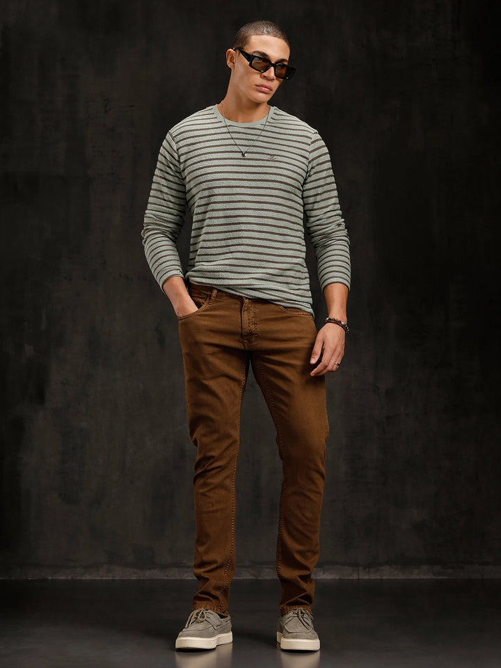 Light Fade Slim Fit Jeans | Dark Khakhi