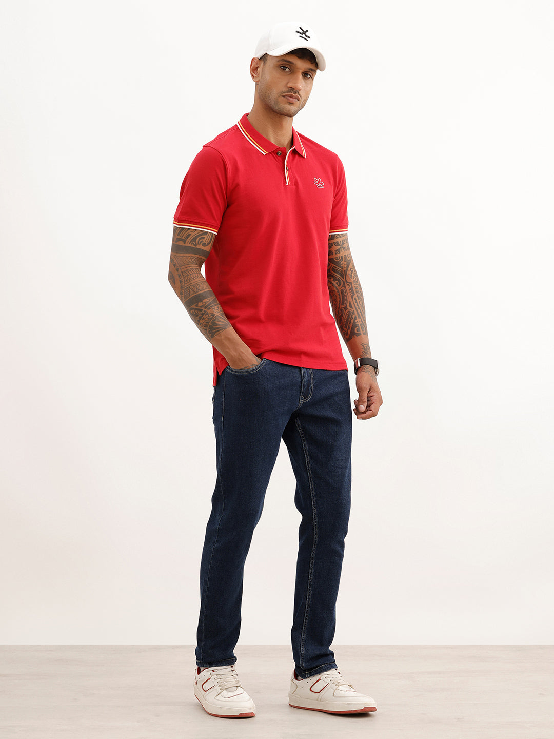 Classic Tipping Collar Polo T-Shirt | Red | WWTS245F