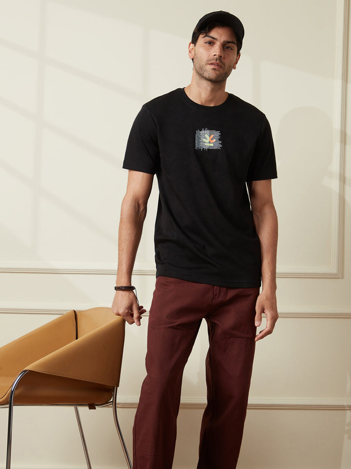 Embroidered Slim Fit T-Shirt | Black