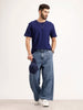 Textured Comfort Fit T-Shirt | Navy Blue