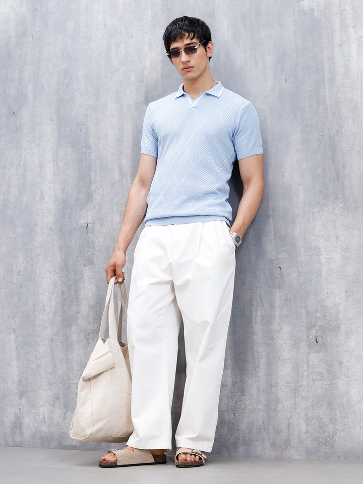 Men's Textured Slim Fit Polo Tshirt | Blue