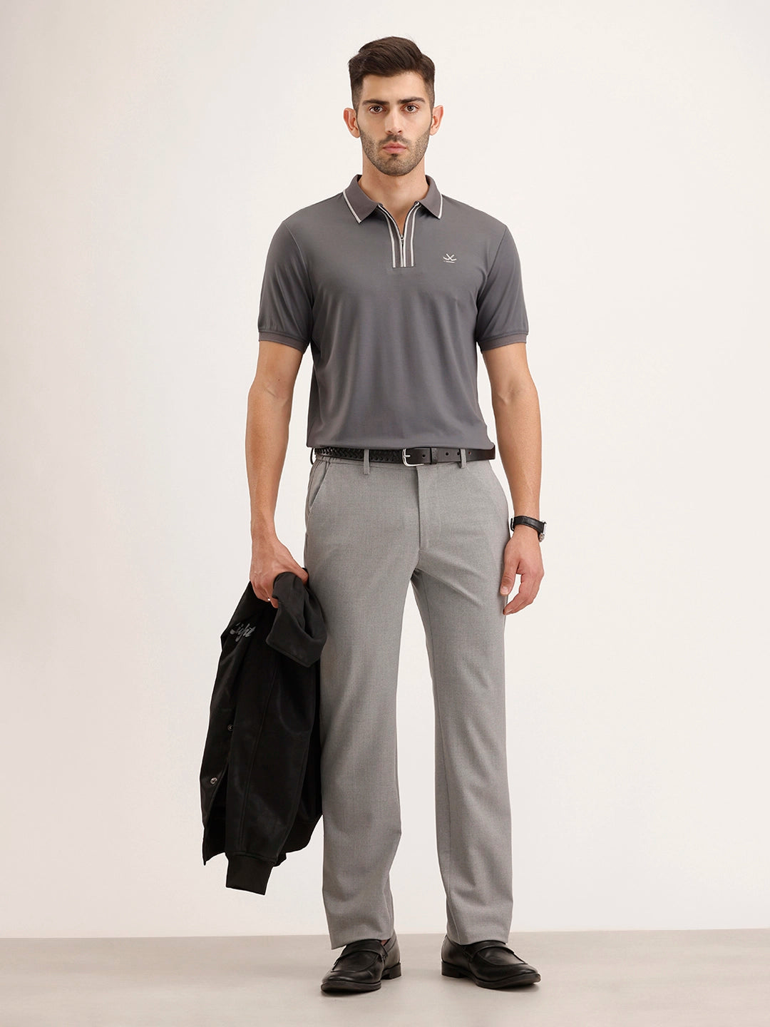 Slim Fit Tipping Collar T-Shirt | Dark Grey