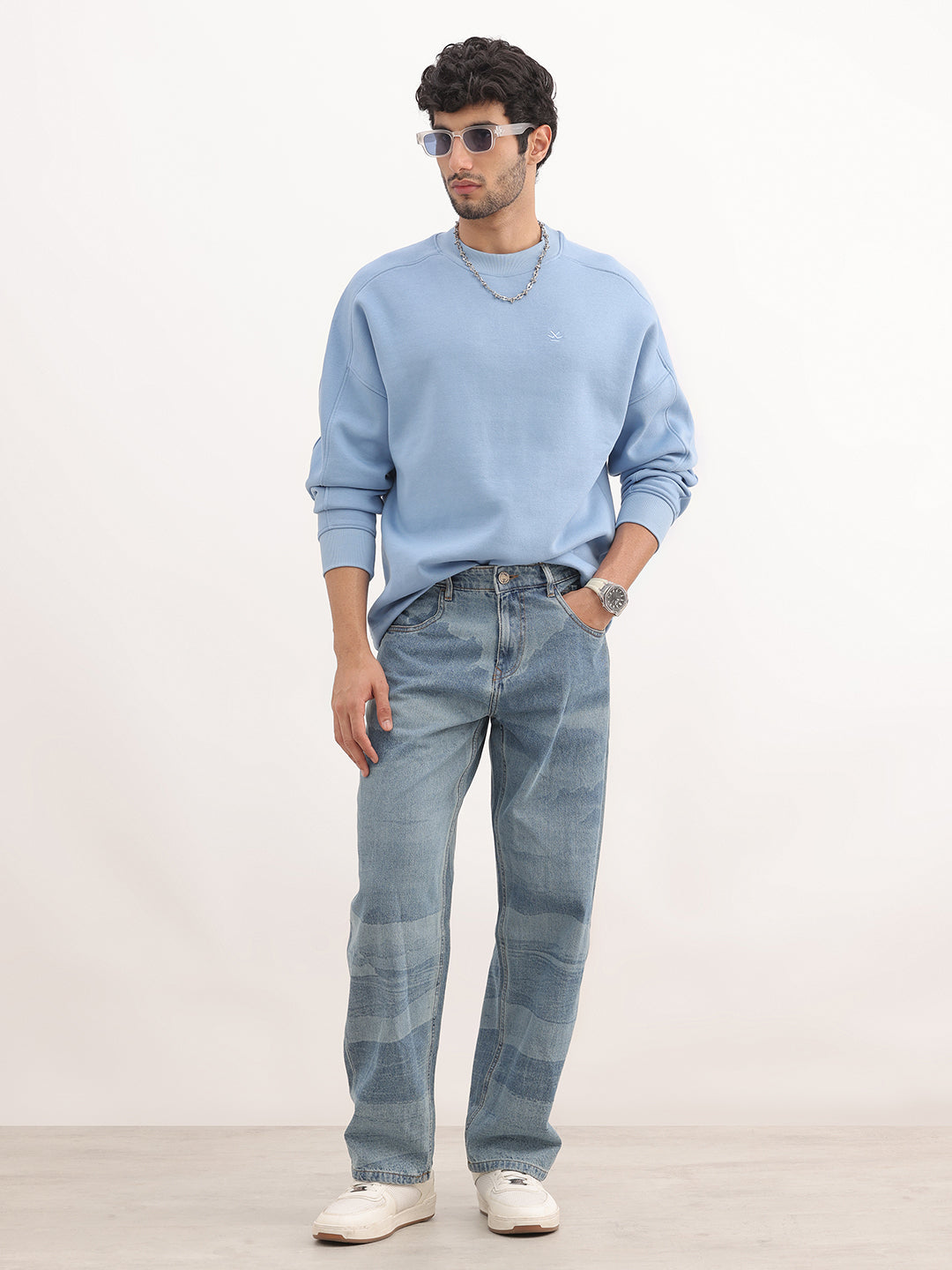 Solid Comfort Fit Sweatshirt | Blue