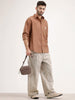 Oversized Solid Double Pocket Shirt | Khaki