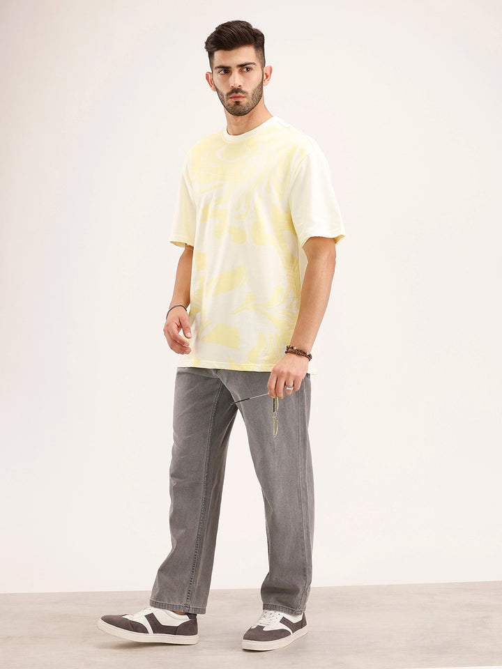Oversized Fit Panel Printed T-Shirt | Light Yellow