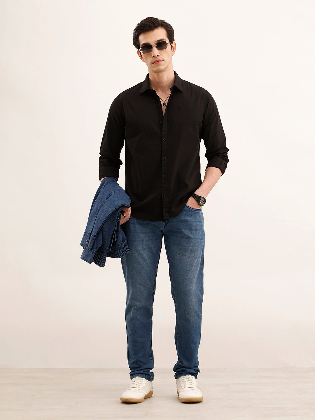 Classic Regular Fit Solid Shirt | Black