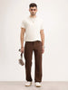 Solid Straight Fit Trouser | Brown