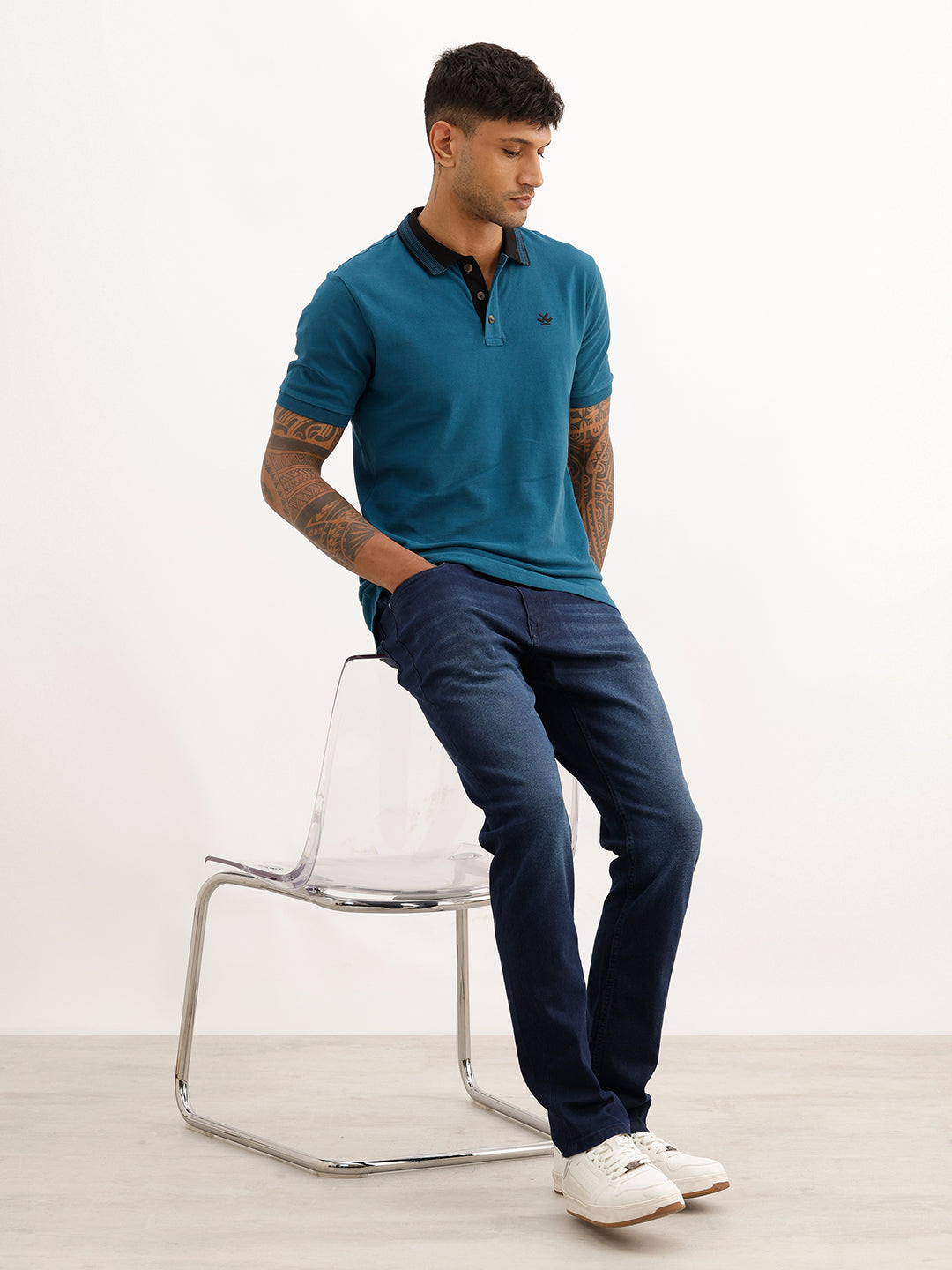 Faded Slim Fit Denim Jeans | Dark Blue