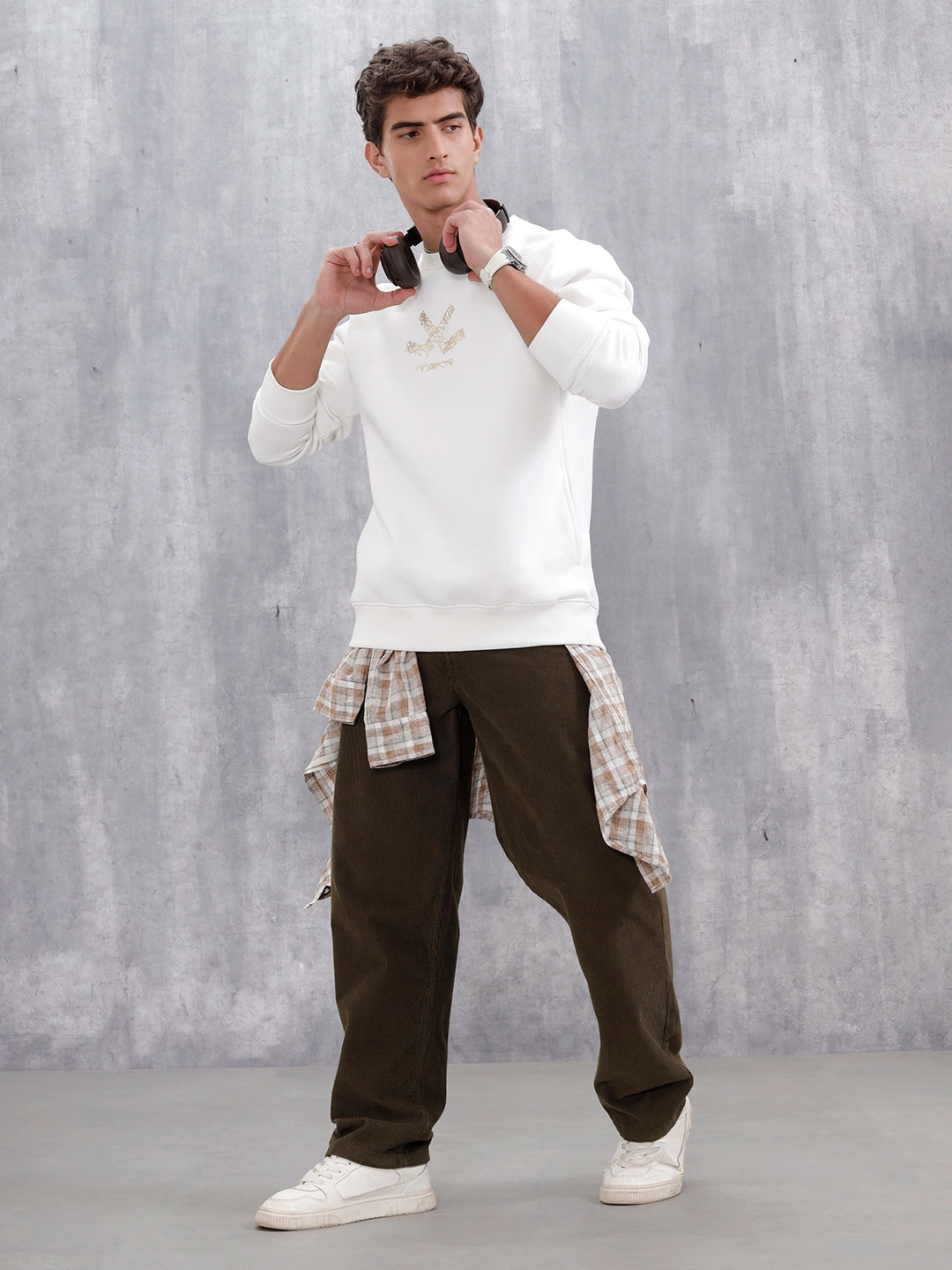 Men's Casual Branded Comfort Fit Sweatshirt  | Snow White