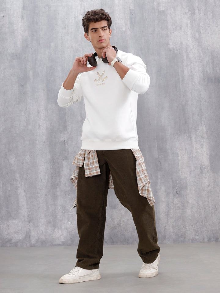 Men's Casual Branded Comfort Fit Sweatshirt  | Snow White