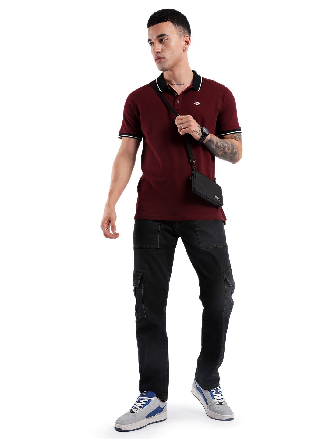 Bold Marron Collar Tipped Polo