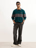 Oversized Cut & Sew Full Sleeve Polo T-Shirt | Green