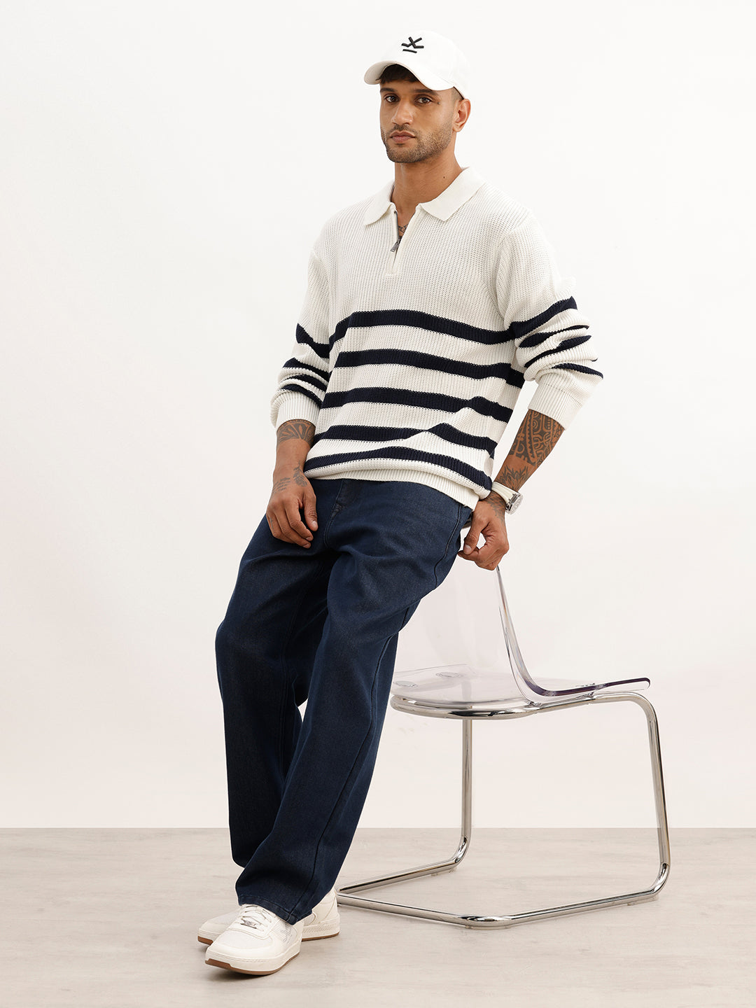 Classic Comfort Fit Knitted T-Shirt | White