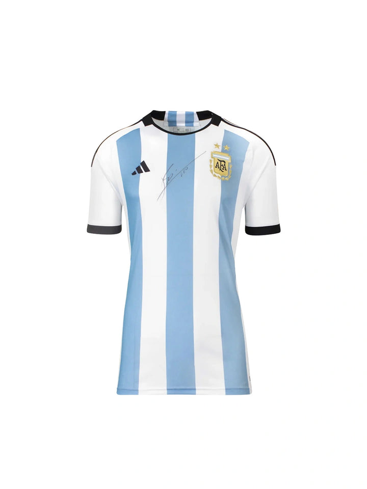 Lionel Messi Official Front Signed Argentina 2022 Home Shirt - 2 Star Edition