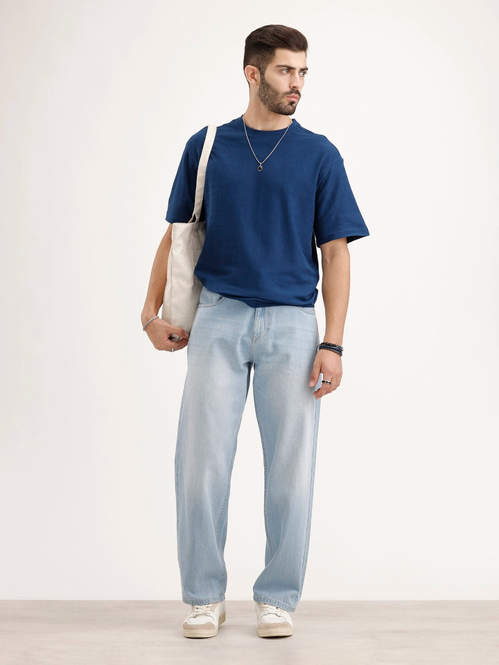 Oversized Textured T-Shirt | Dark Blue