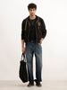 Classic Printed Zipper Hooded Sweatshirt | Black
