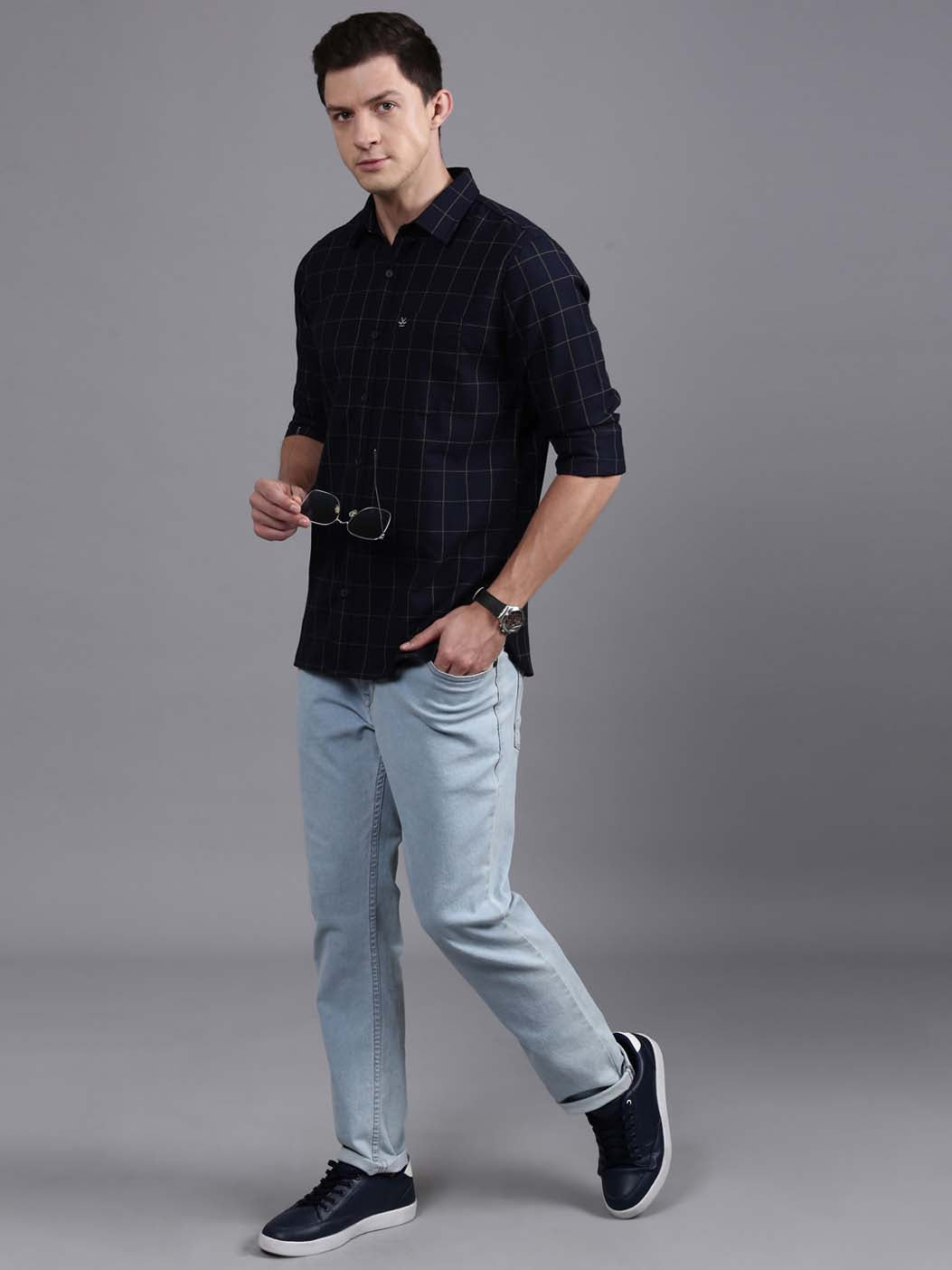 Bold Navy Checked Shirt