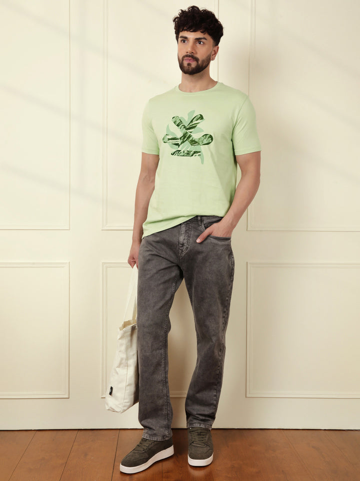 Flock Print Slim Fit T-Shirt | Green