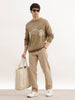 Classic Jacquard Full Sleeve Sweater | Khaki | WSW02FSRE1104W
