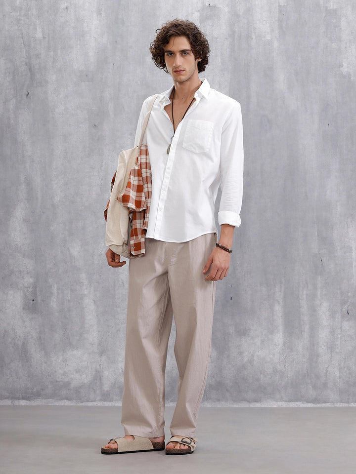 Solid Oxford Slim Fit Shirt | White