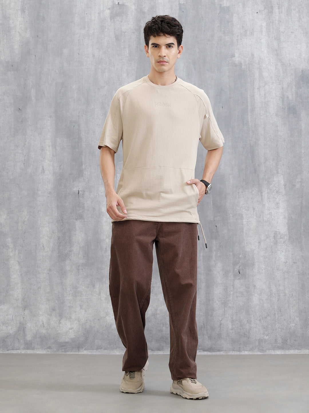 Raglan Sleeve Patch Pocket T-Shirt | Beige