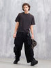 Washed Oversized Crew Neck T-shirt With Embroidery | Black