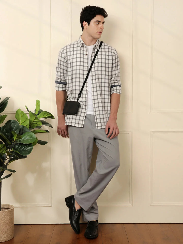 Classic Grey Checkered Full Sleeve Shirt