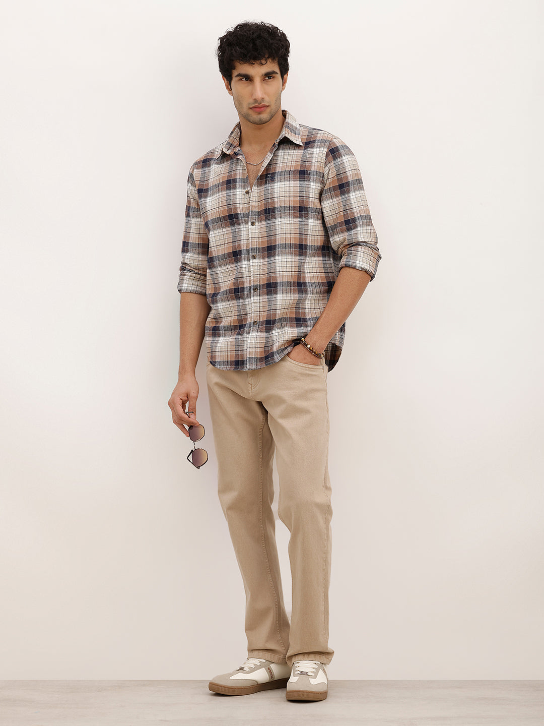 Slim Fit Checkered Full Sleeve Shirt | Multicolor