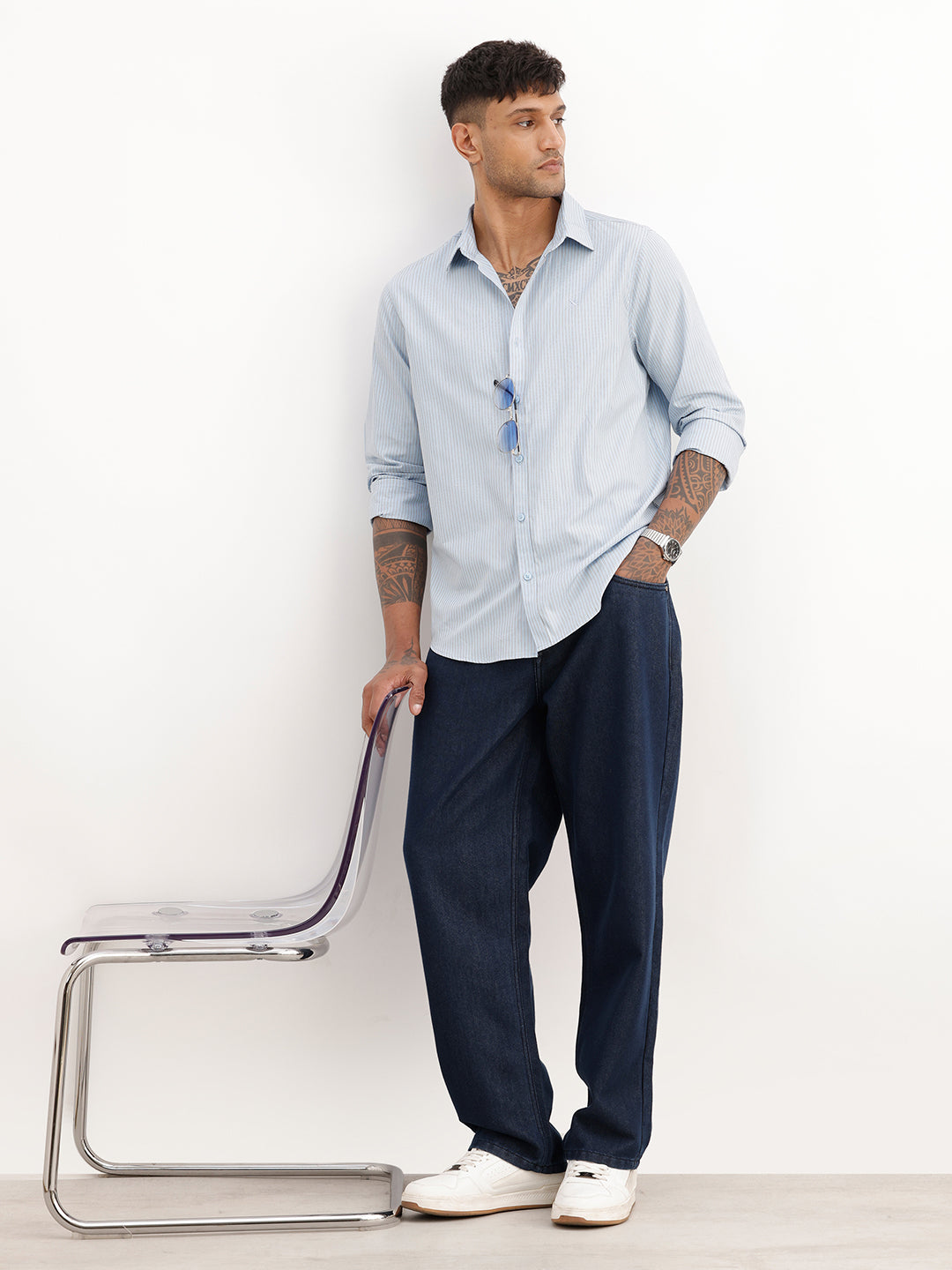 Classic Striped Full Sleeve Shirt | Blue