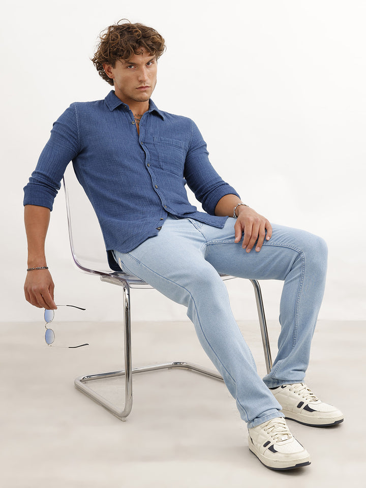 Faded Slim Fit Denim Jeans | Light Blue