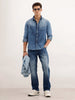 Slim Fit Faded Denim Shirt | Light Blue