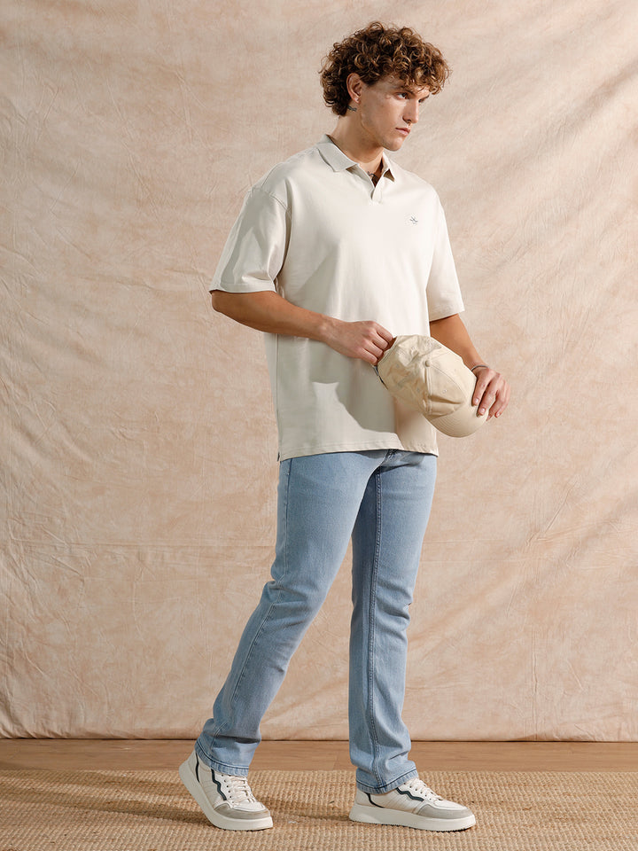 Solid Heavy Fade Straight Fit Jeans | Light Blue