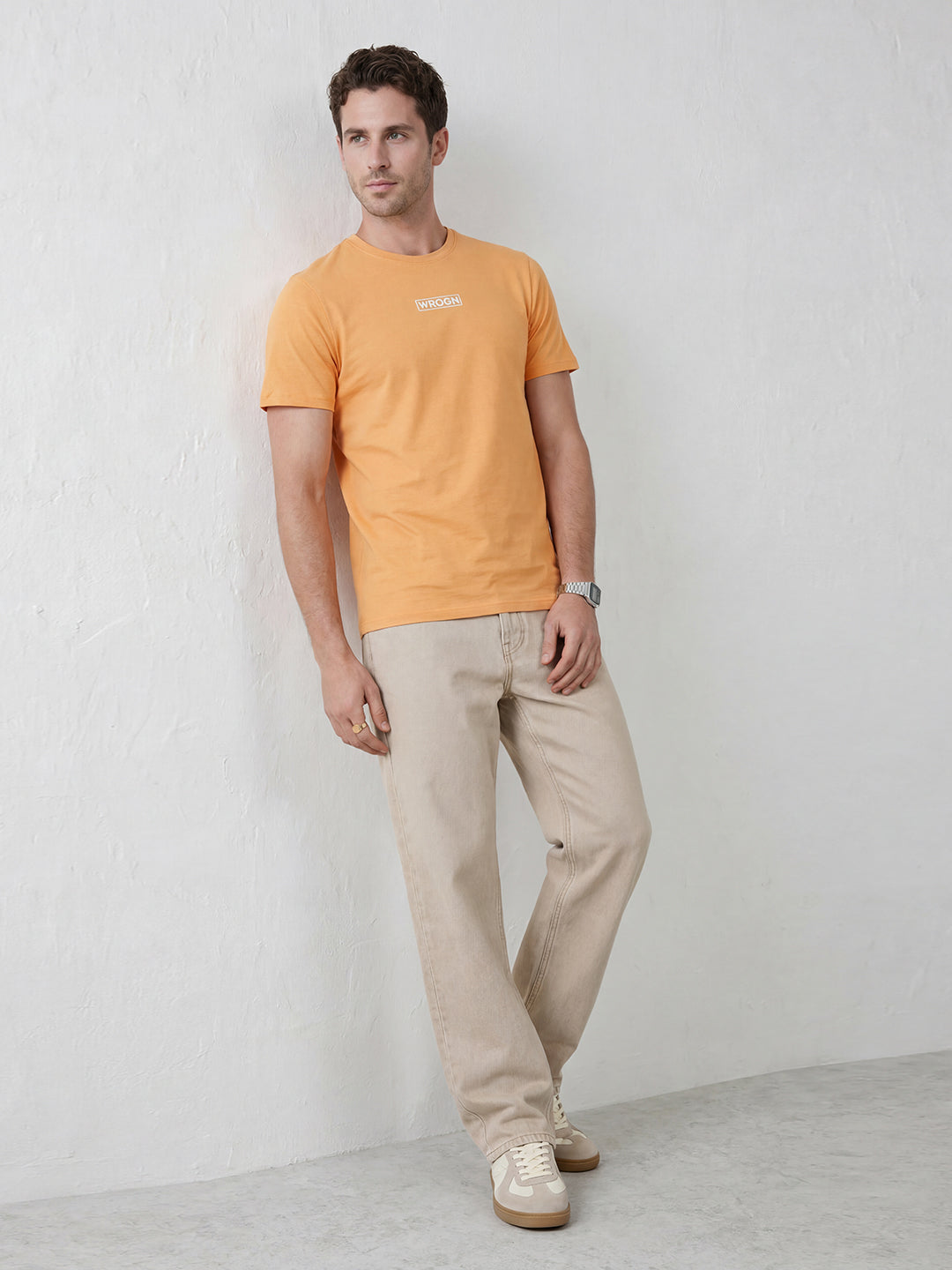 Solid Regular Fit T-Shirt   |  Orange