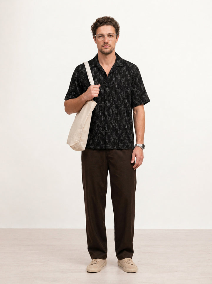 Comfort Fit AOP Half Sleeve Shirt | Black