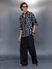 Men’s abstract pattern oversize shirt | Navy