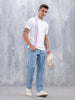 Men's Casual Regualr Fit Striped Pattern Polo T-Shirt | White