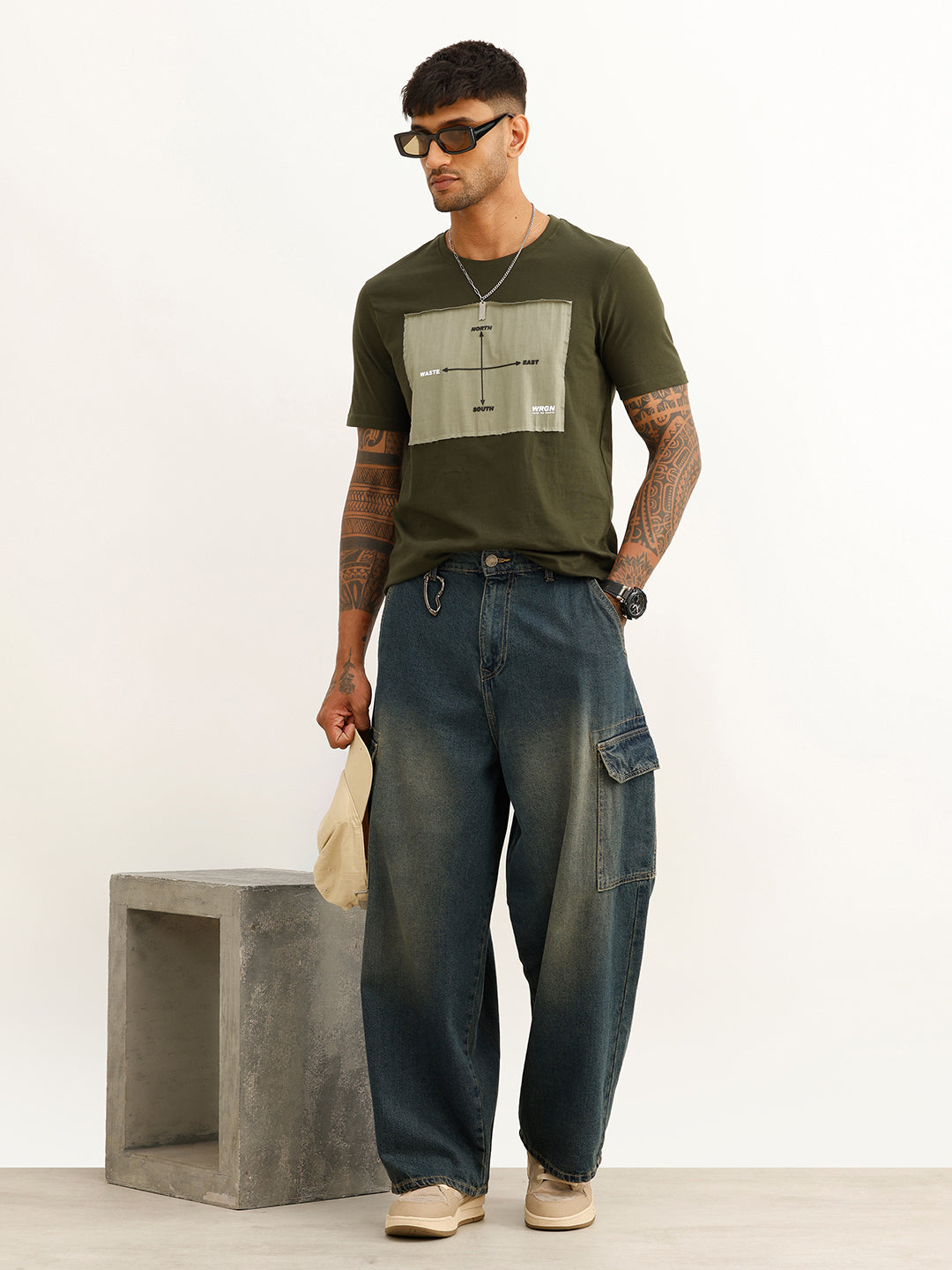 Slim Fit Patch Detail T-Shirt | Olive