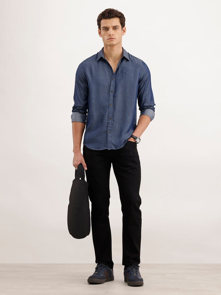 Regular Fit 100% Lyocell Shirt  | Navy Blue