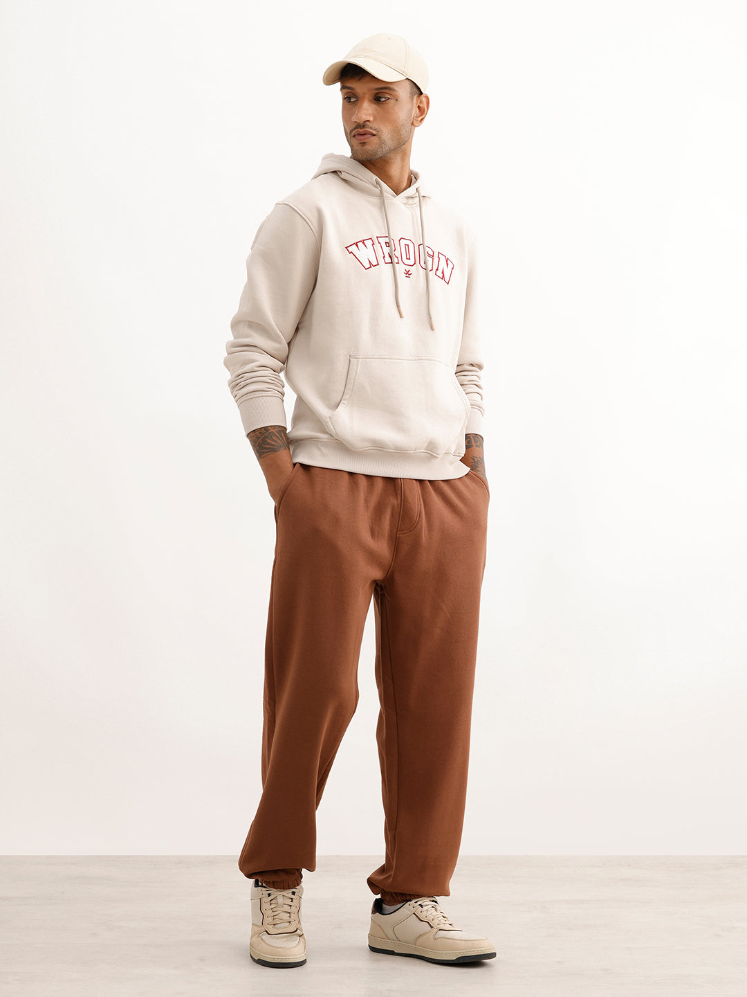 Relaxed Fit Patch Detail Jogger | Brown