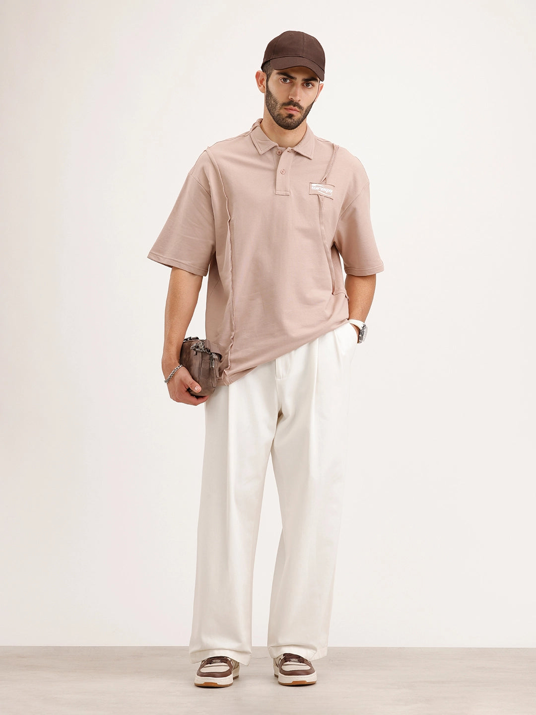 Oversized Cut & Sew T-Shirt | Brown