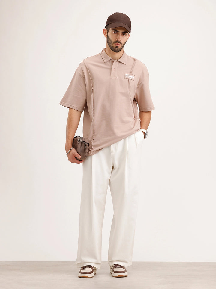 Oversized Cut & Sew T-Shirt | Brown