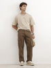 Solid Loose Fit Cargo Trouser | Khaki