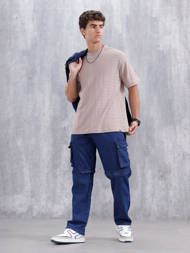 Men's Casual Loose Cargo Fit Jeans | Dark Stone
