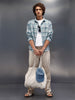 Textured Comfort Fit Checkered Pattern Shirt With Branding| Blue