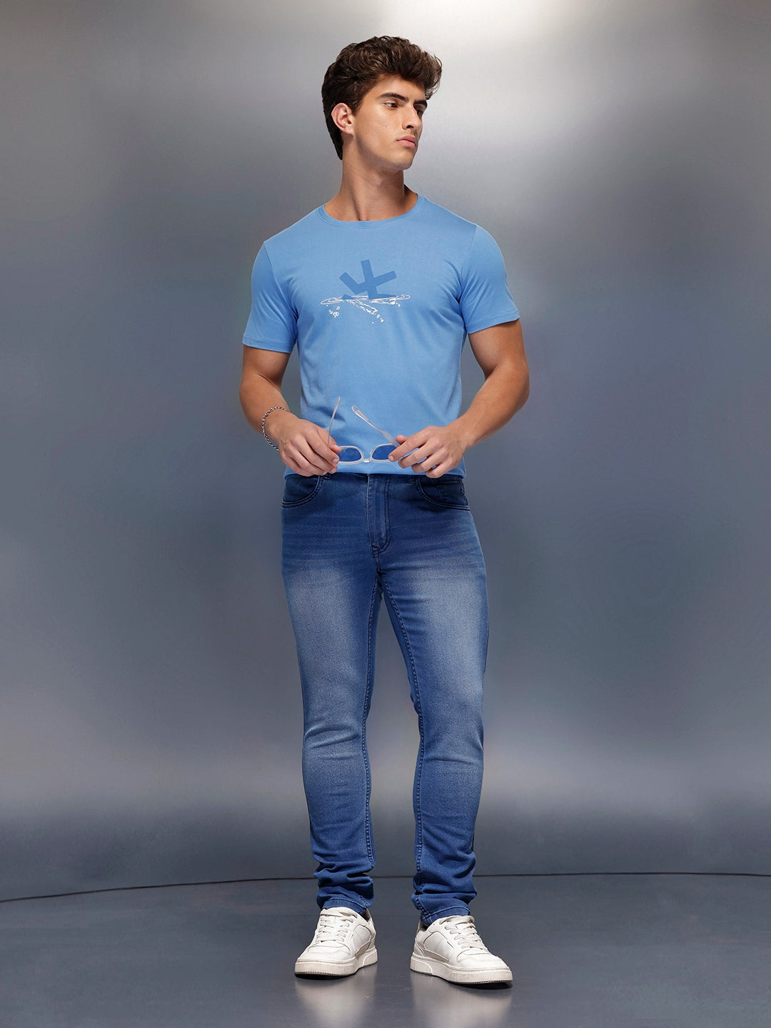 Logo Placement Printed T-Shirt   |  Blue