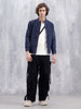 Washed Casual Men Denim Bomber Jacket | Blue