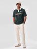 Oversized Contrast Collar Polo T-Shirt | Dark Green