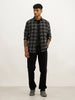 Slim Fit Checkered Full Sleeve Shirt | Dark Grey