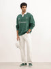 Classic Oversized Contrast Collar Sweatshirt | Green